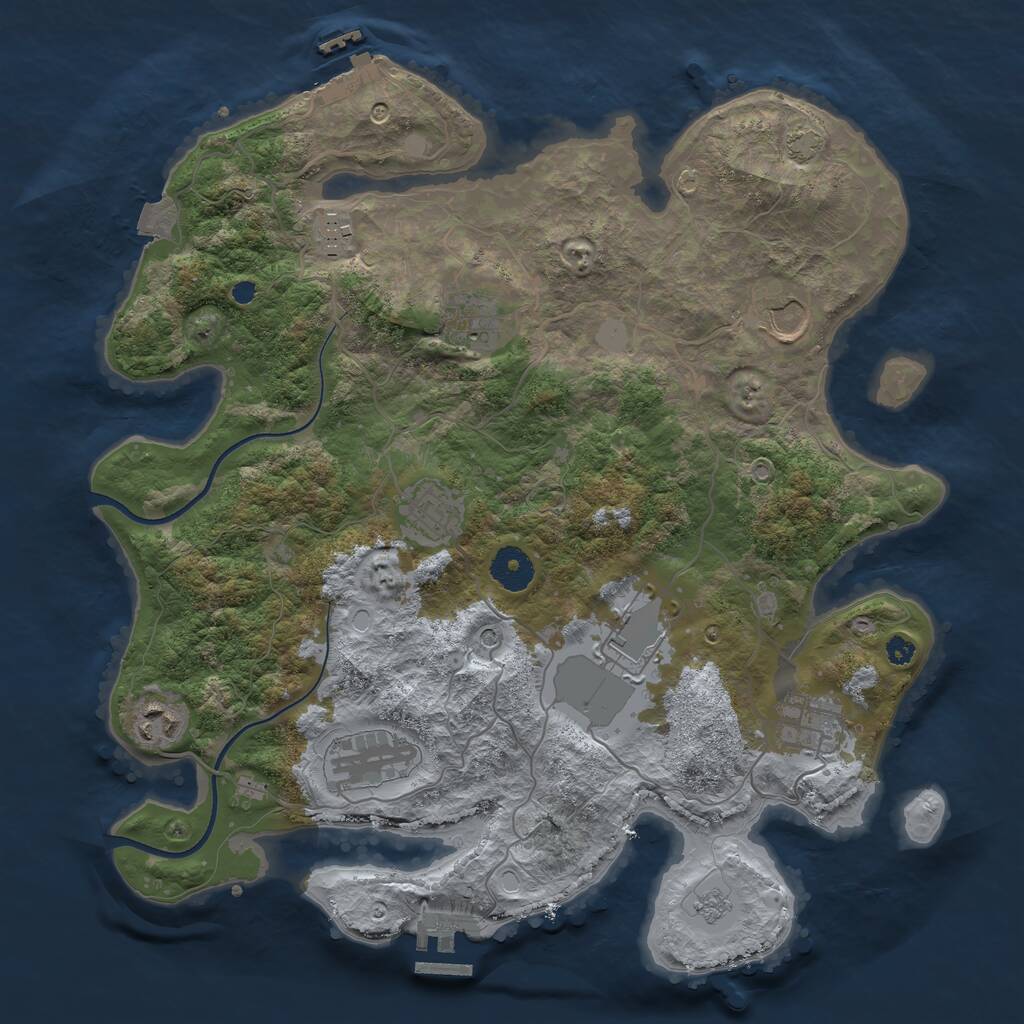 Rust Map: Procedural Map, Size: 3600, Seed: 1391793287, 14 Monuments