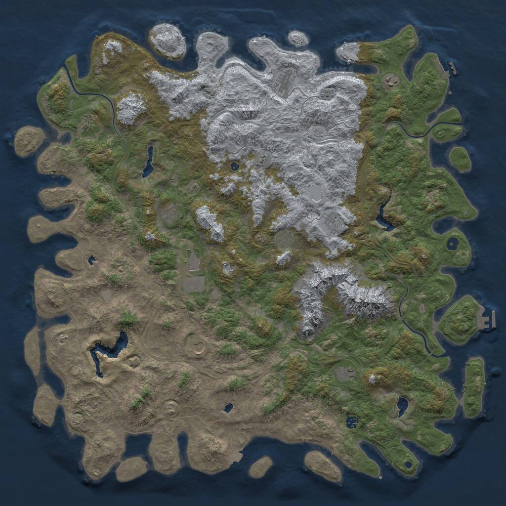 Rust Map: Procedural Map, Size: 6000, Seed: 47491, 17 Monuments