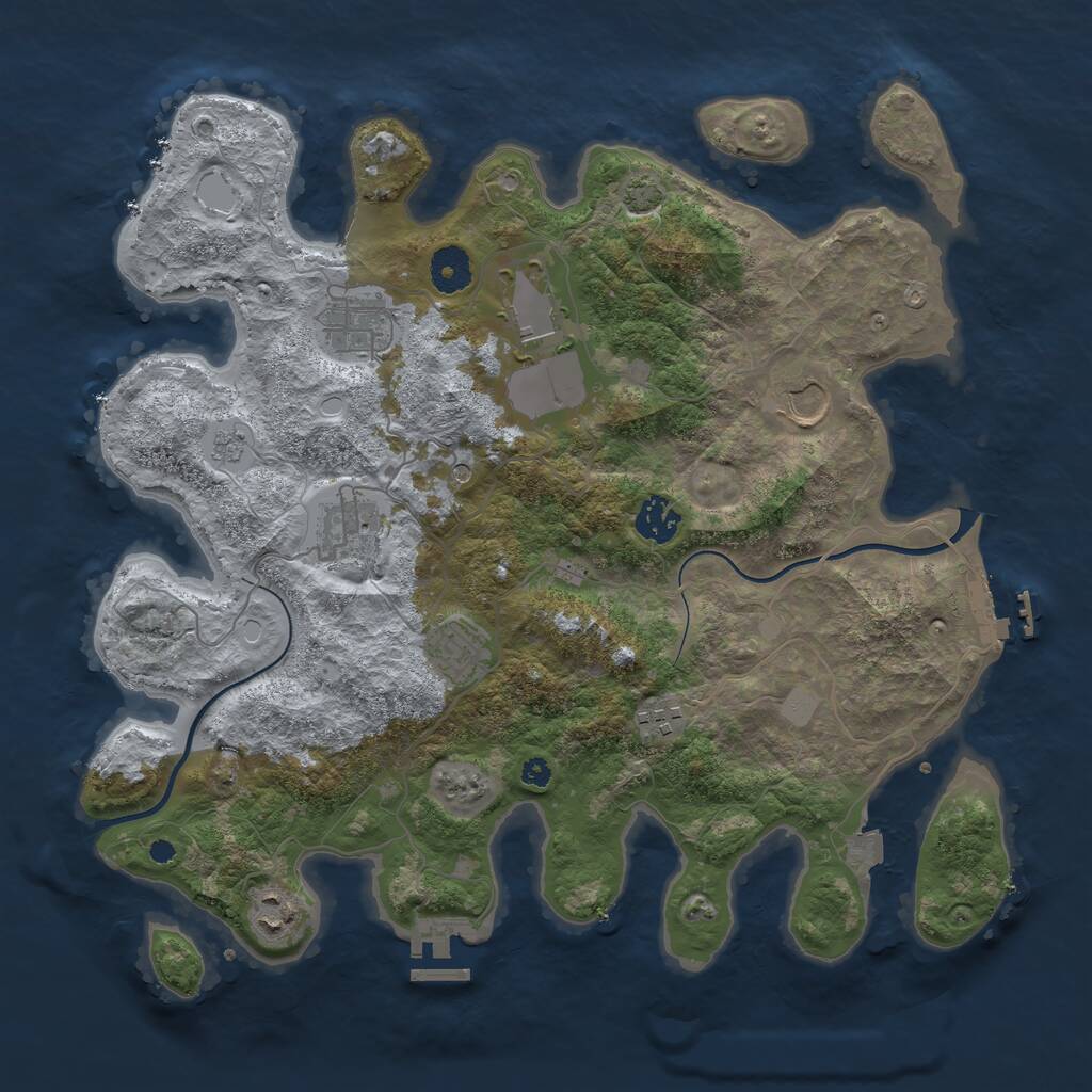 Rust Map: Procedural Map, Size: 3700, Seed: 297506260, 14 Monuments