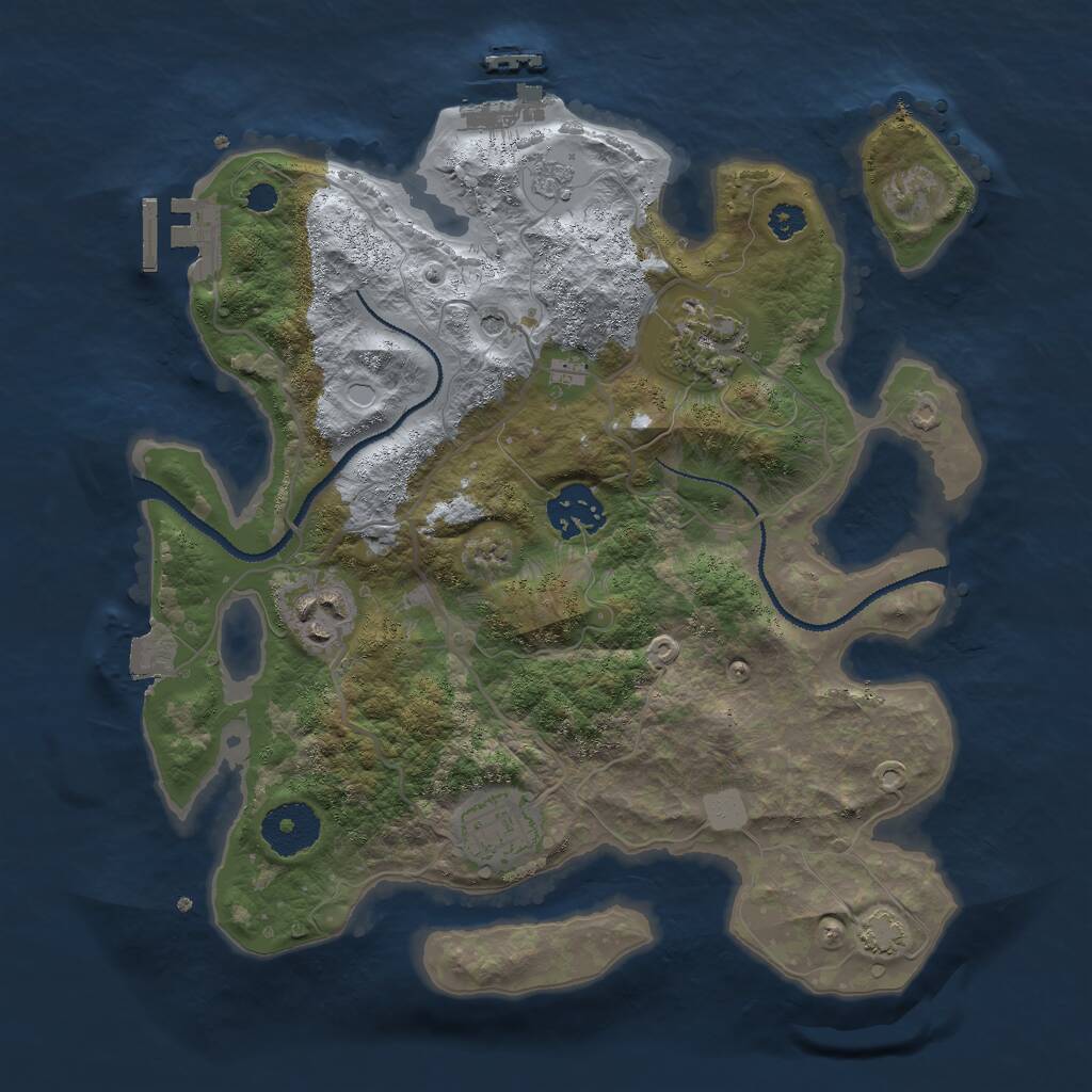 Rust Map: Procedural Map, Size: 3000, Seed: 32762, 10 Monuments