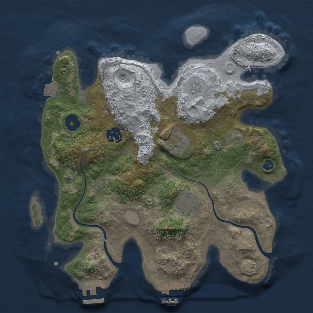 Rust Map: Procedural Map, Size: 3000, Seed: 4090, 9 Monuments