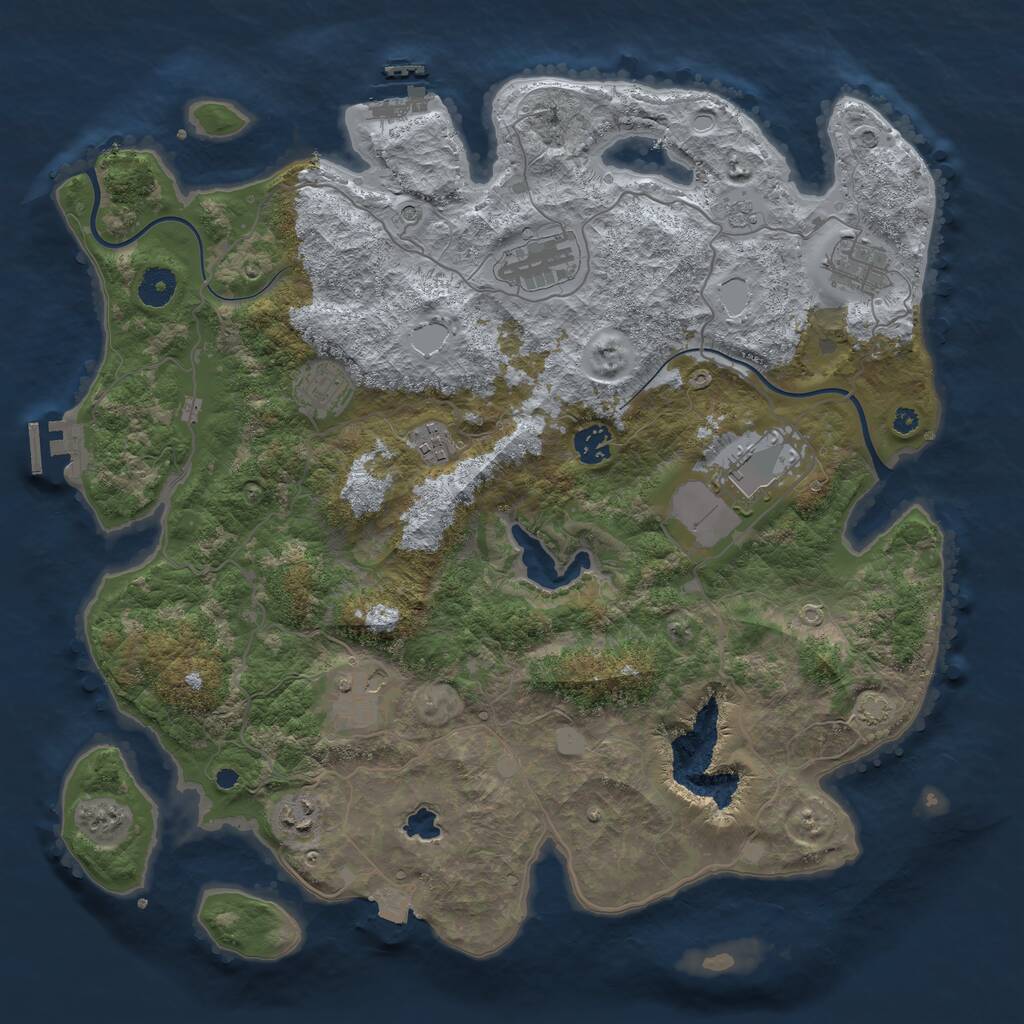 Rust Map: Procedural Map, Size: 4000, Seed: 7689, 14 Monuments