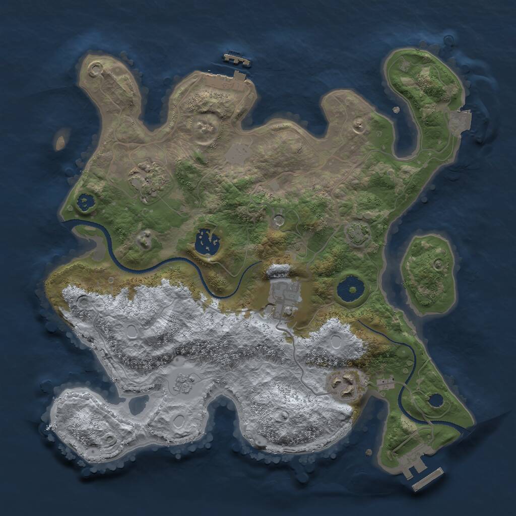 Rust Map: Procedural Map, Size: 3000, Seed: 30671, 10 Monuments