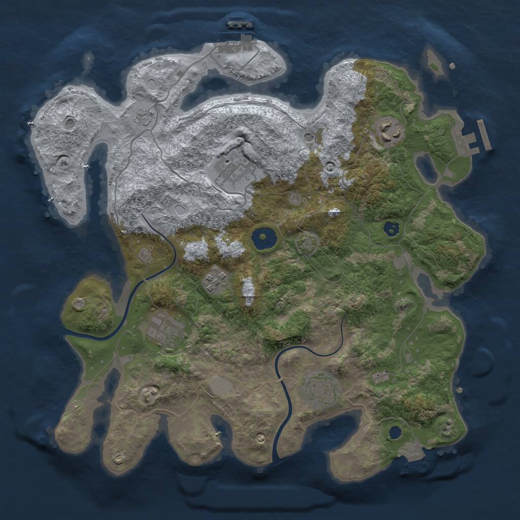 Rust Map: Procedural Map, Size: 3300, Seed: 37575, 11 Monuments