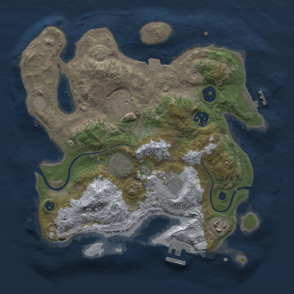 Rust Map: Procedural Map, Size: 3000, Seed: 584276554, 10 Monuments