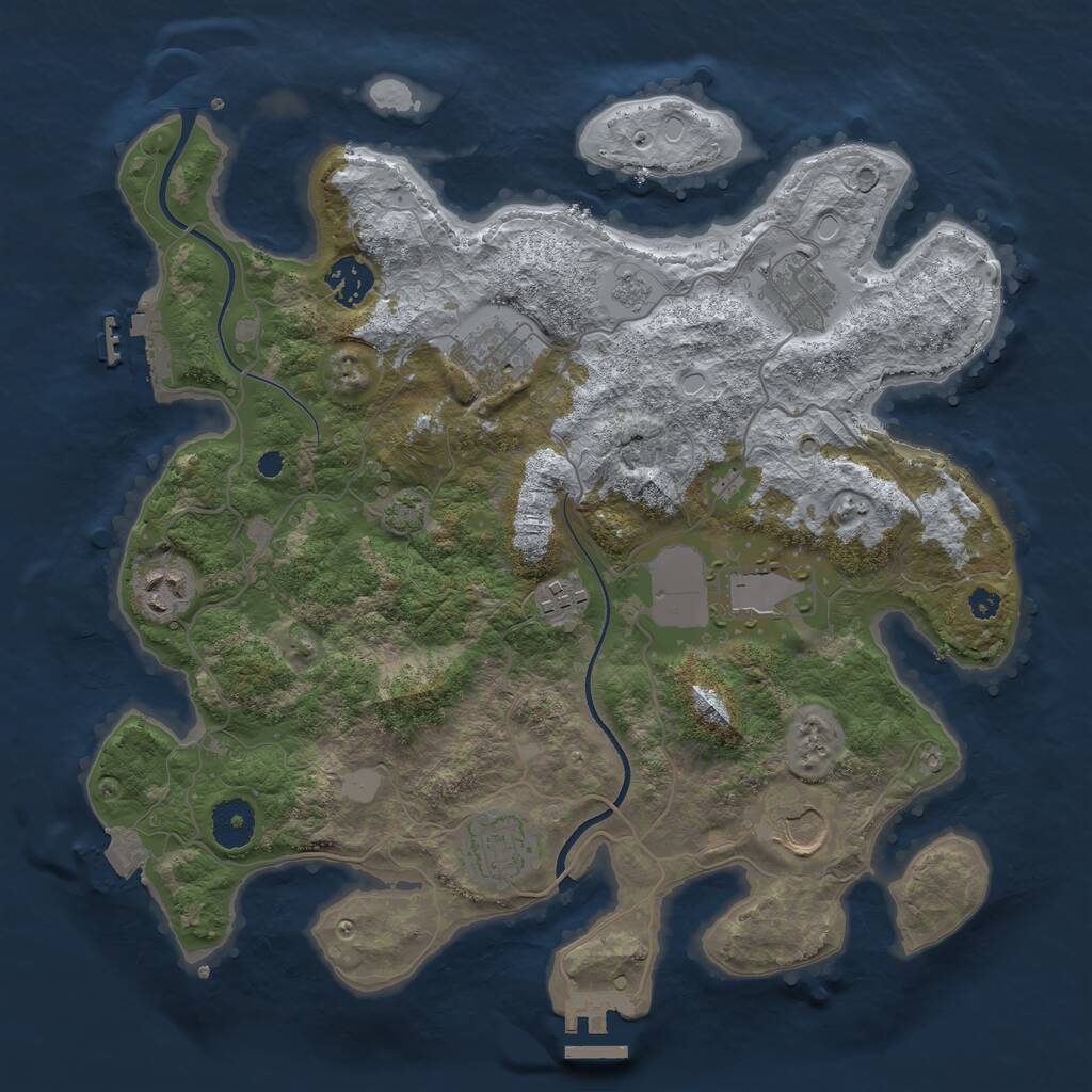 Rust Map: Procedural Map, Size: 3500, Seed: 4263, 13 Monuments