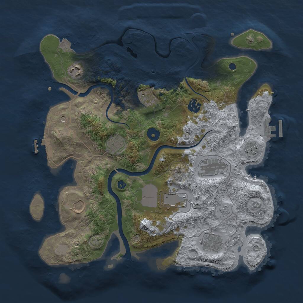 Rust Map: Procedural Map, Size: 3500, Seed: 1245640946, 15 Monuments