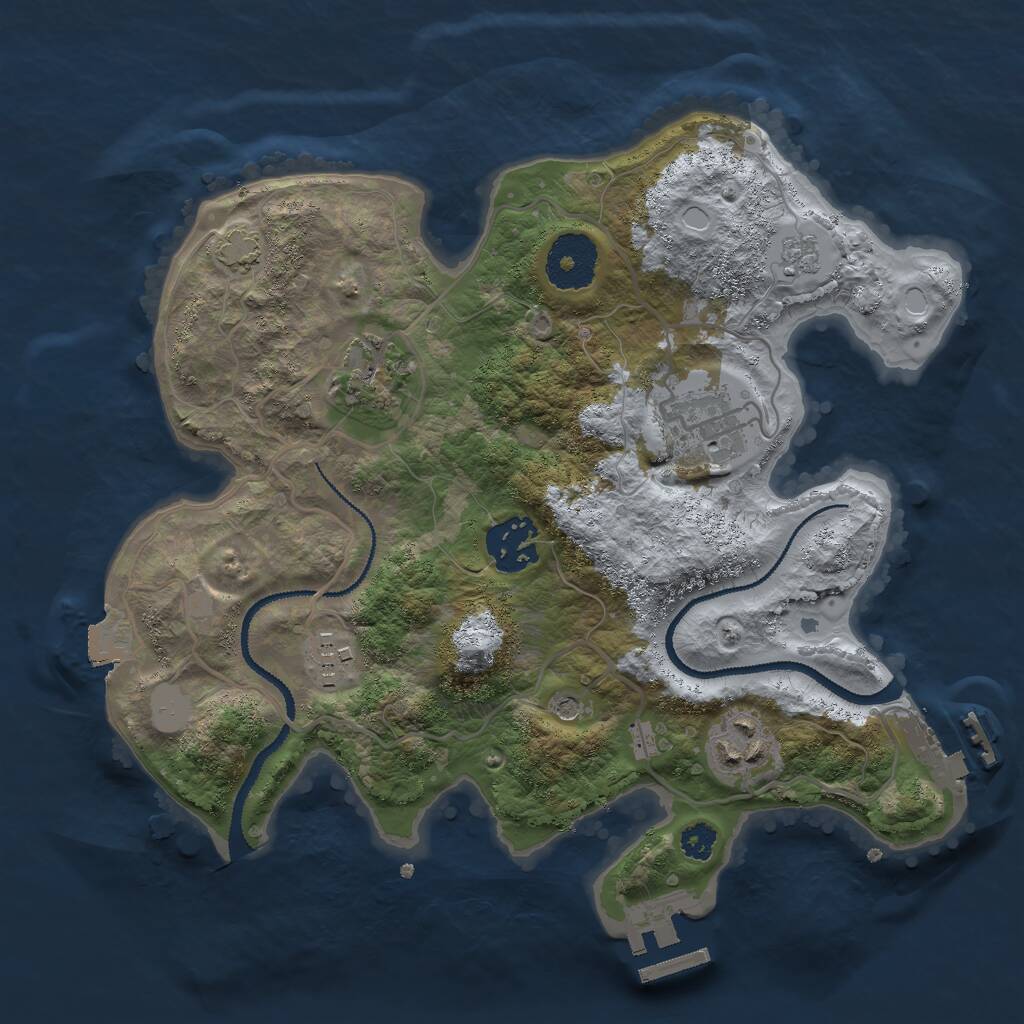 Rust Map: Procedural Map, Size: 2850, Seed: 588772976, 11 Monuments