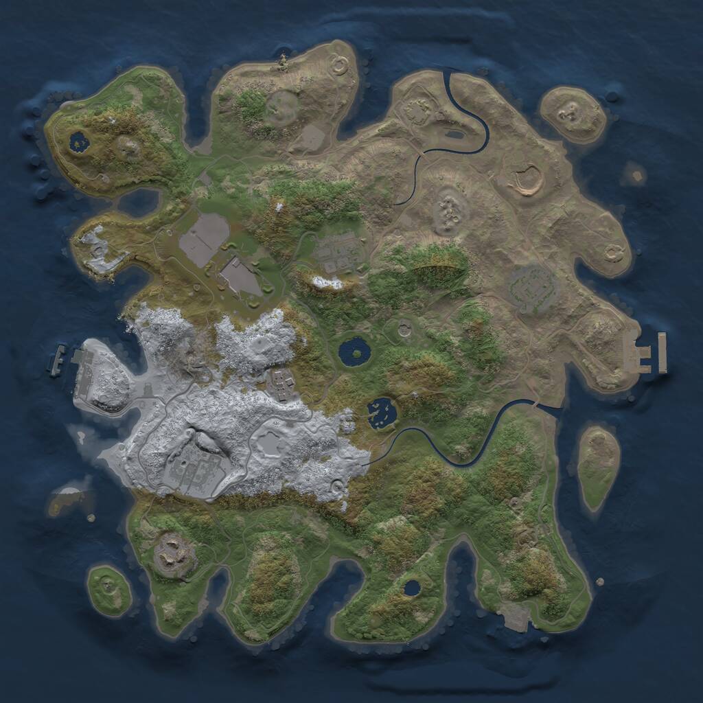 Rust Map: Procedural Map, Size: 3500, Seed: 411537050, 13 Monuments