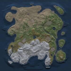 Thumbnail Rust Map: Procedural Map, Size: 3500, Seed: 80338074, 12 Monuments
