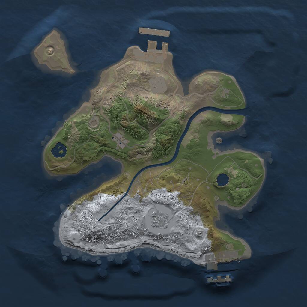 Rust Map: Procedural Map, Size: 2000, Seed: 852222, 4 Monuments