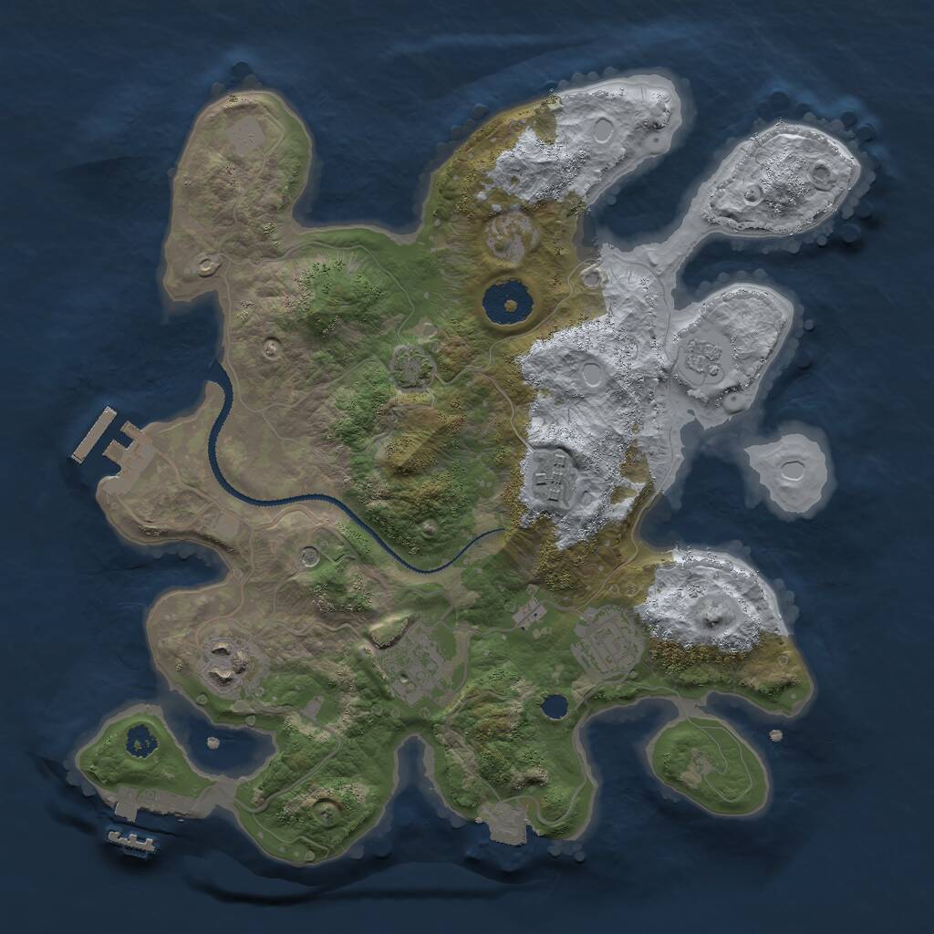 Rust Map: Procedural Map, Size: 3000, Seed: 19601, 10 Monuments