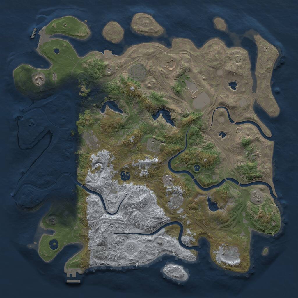 Rust Map: Procedural Map, Size: 4500, Seed: 541638529, 17 Monuments
