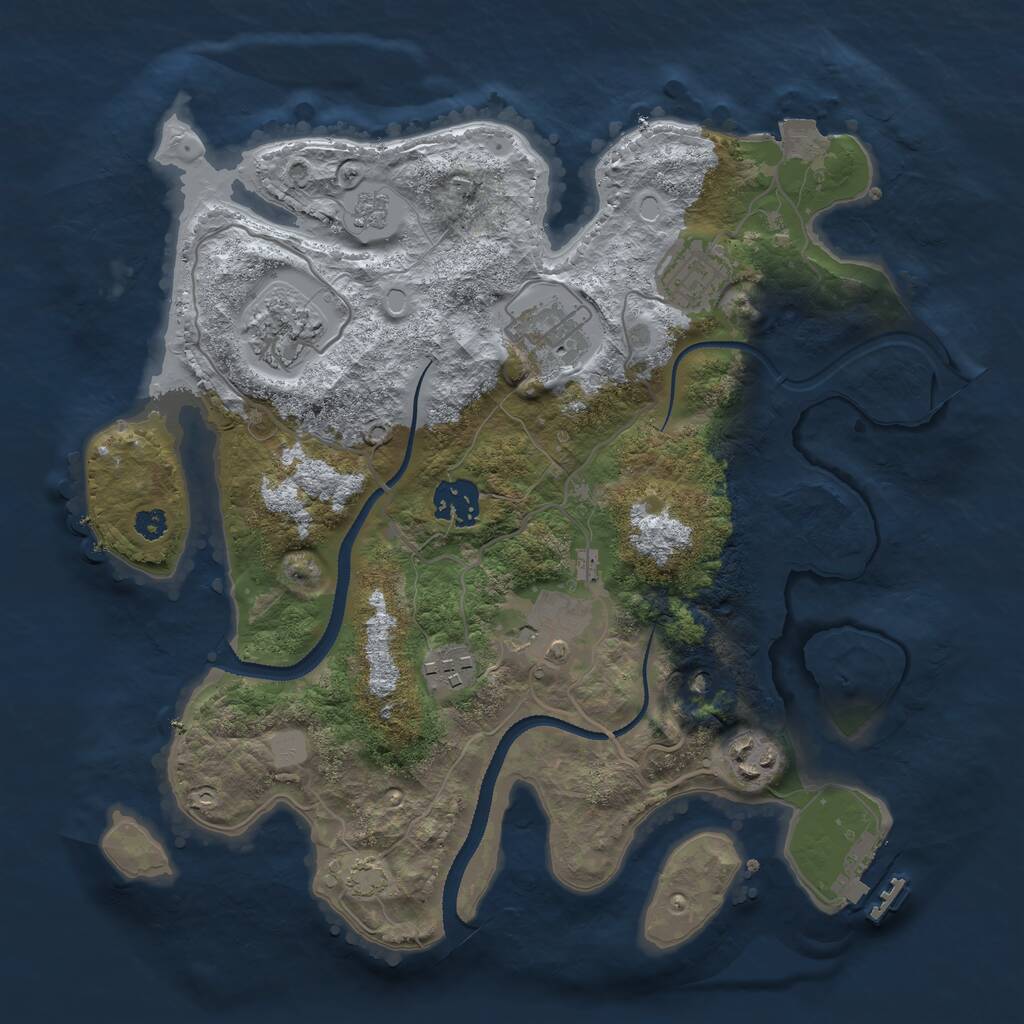 Rust Map: Procedural Map, Size: 3200, Seed: 57329026, 12 Monuments