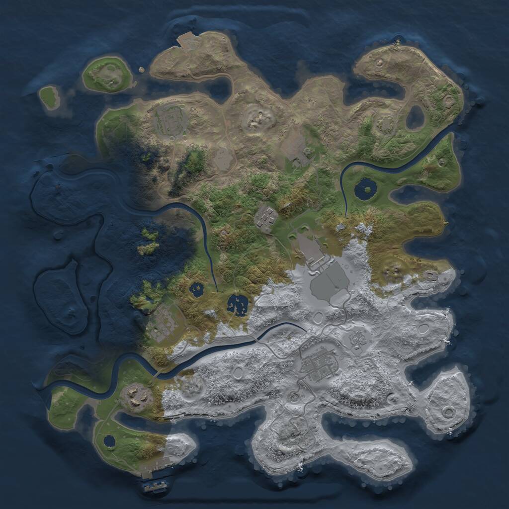 Rust Map: Procedural Map, Size: 3500, Seed: 648355301, 13 Monuments