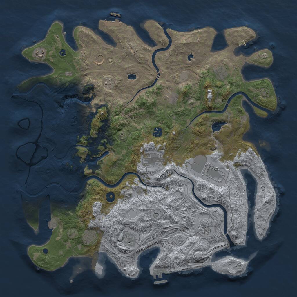 Rust Map: Procedural Map, Size: 4500, Seed: 2054441795, 17 Monuments