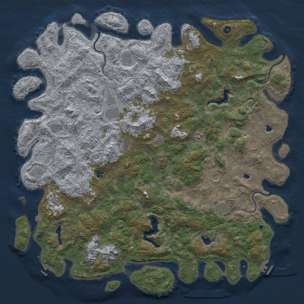 Rust Map: Procedural Map, Size: 6000, Seed: 753512447, 17 Monuments