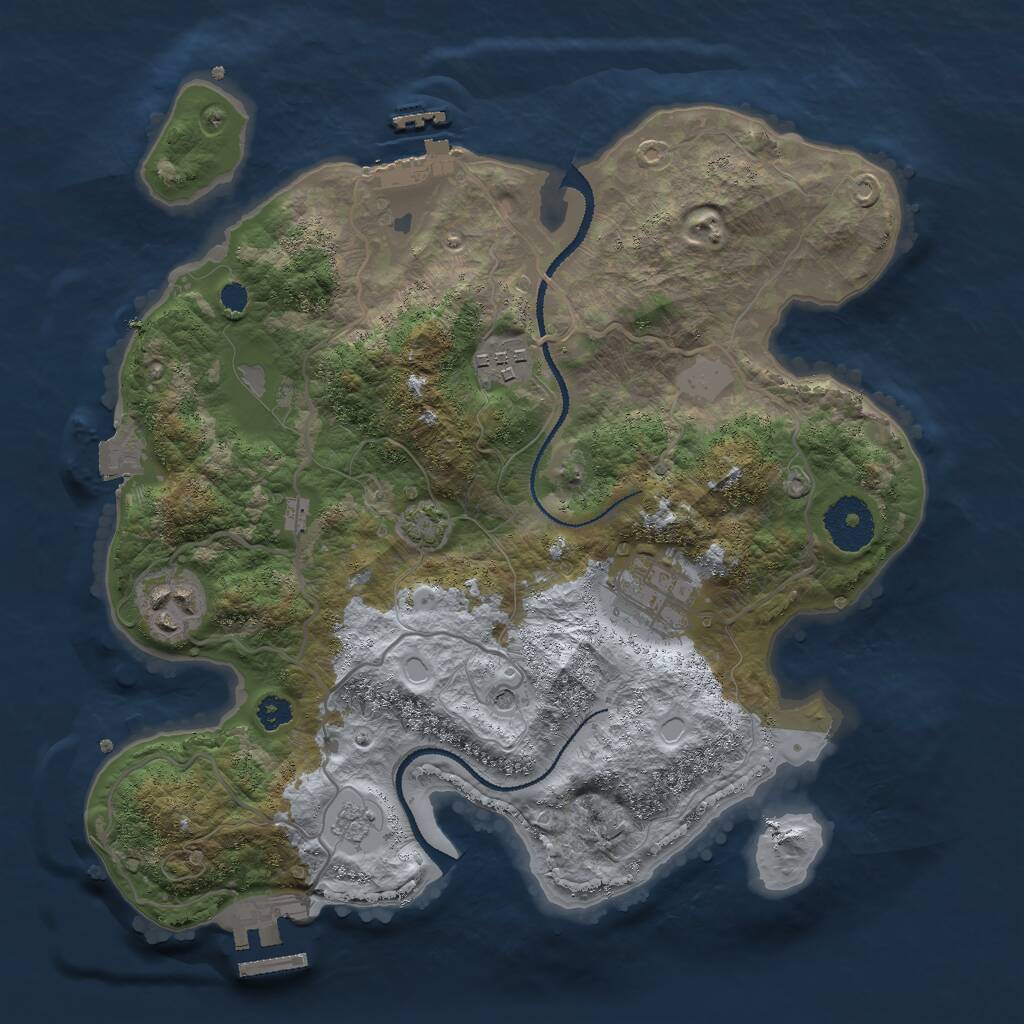 Rust Map: Procedural Map, Size: 3000, Seed: 1099165145, 9 Monuments