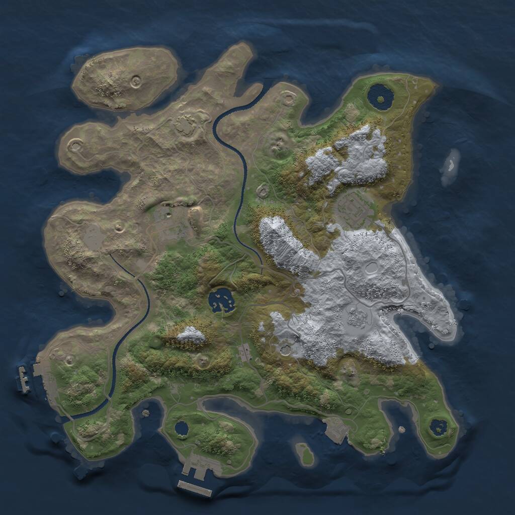 Rust Map: Procedural Map, Size: 3000, Seed: 3455, 9 Monuments