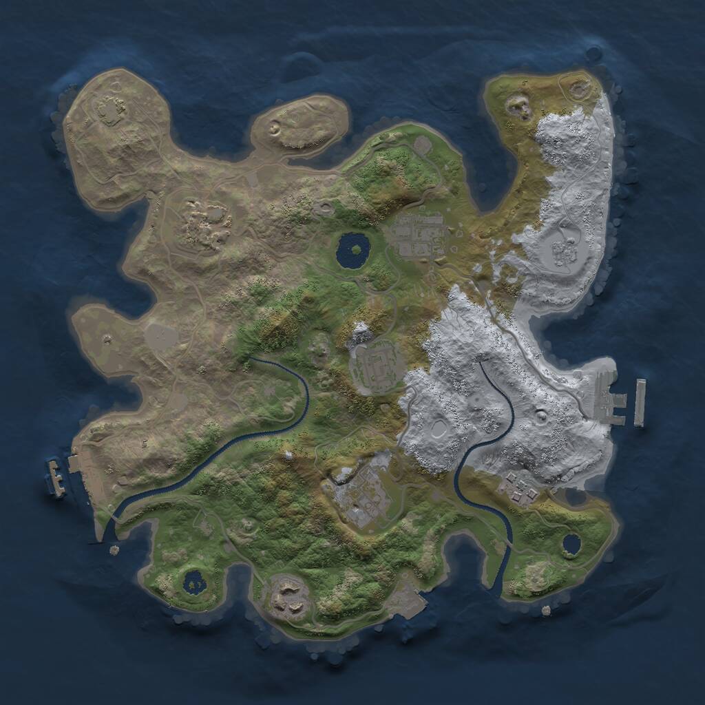 Rust Map: Procedural Map, Size: 3000, Seed: 1116180114, 11 Monuments