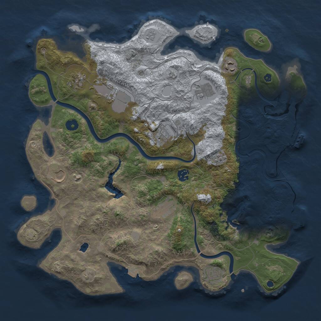 Rust Map: Procedural Map, Size: 4000, Seed: 881096788, 16 Monuments