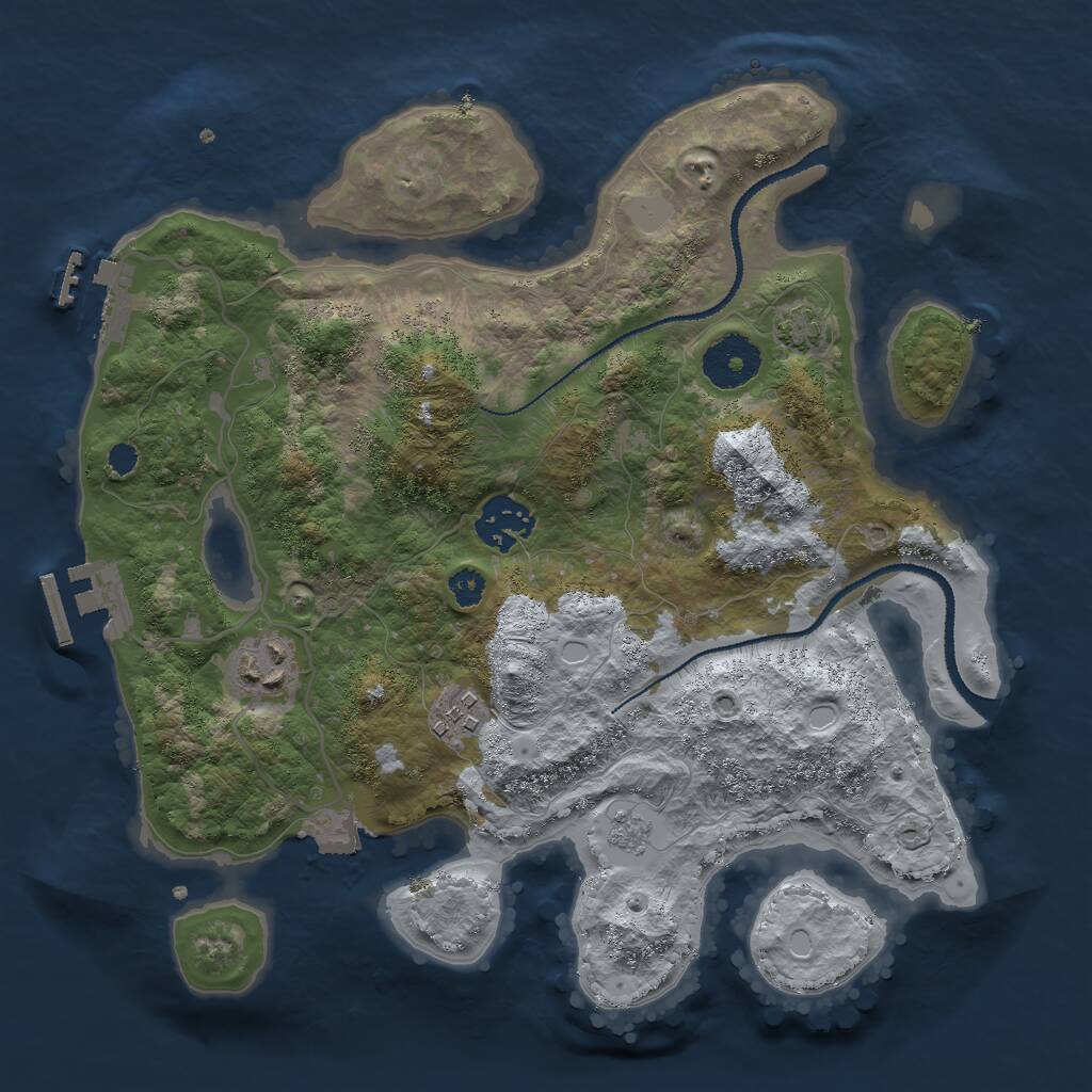 Rust Map: Procedural Map, Size: 3000, Seed: 53592796, 8 Monuments