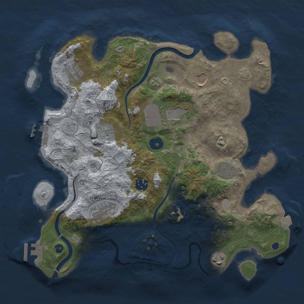 Rust Map: Procedural Map, Size: 3500, Seed: 1042300394, 15 Monuments