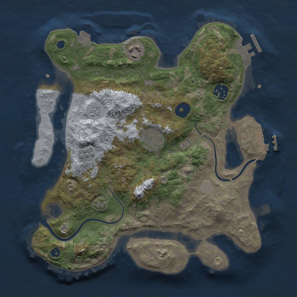 Rust Map: Procedural Map, Size: 3000, Seed: 1318595662, 9 Monuments