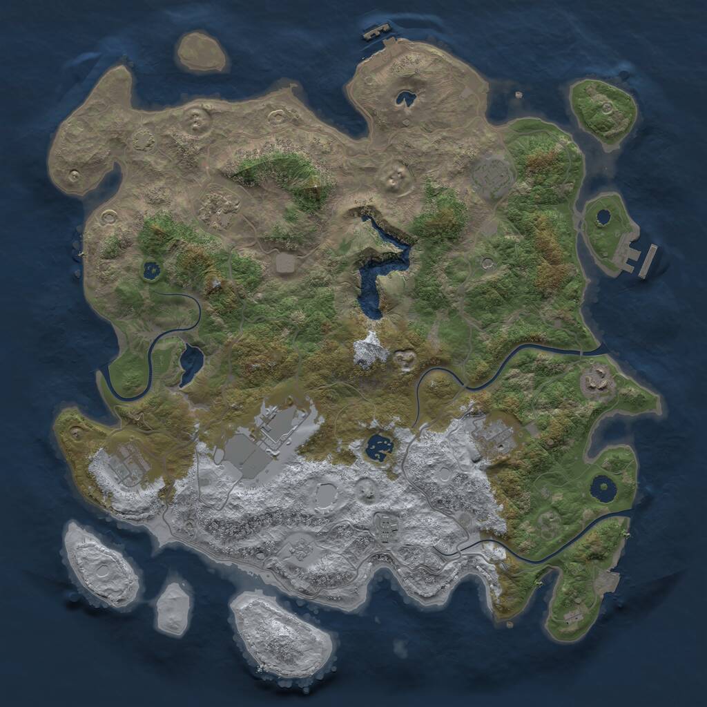 Rust Map: Procedural Map, Size: 4050, Seed: 2126193124, 14 Monuments