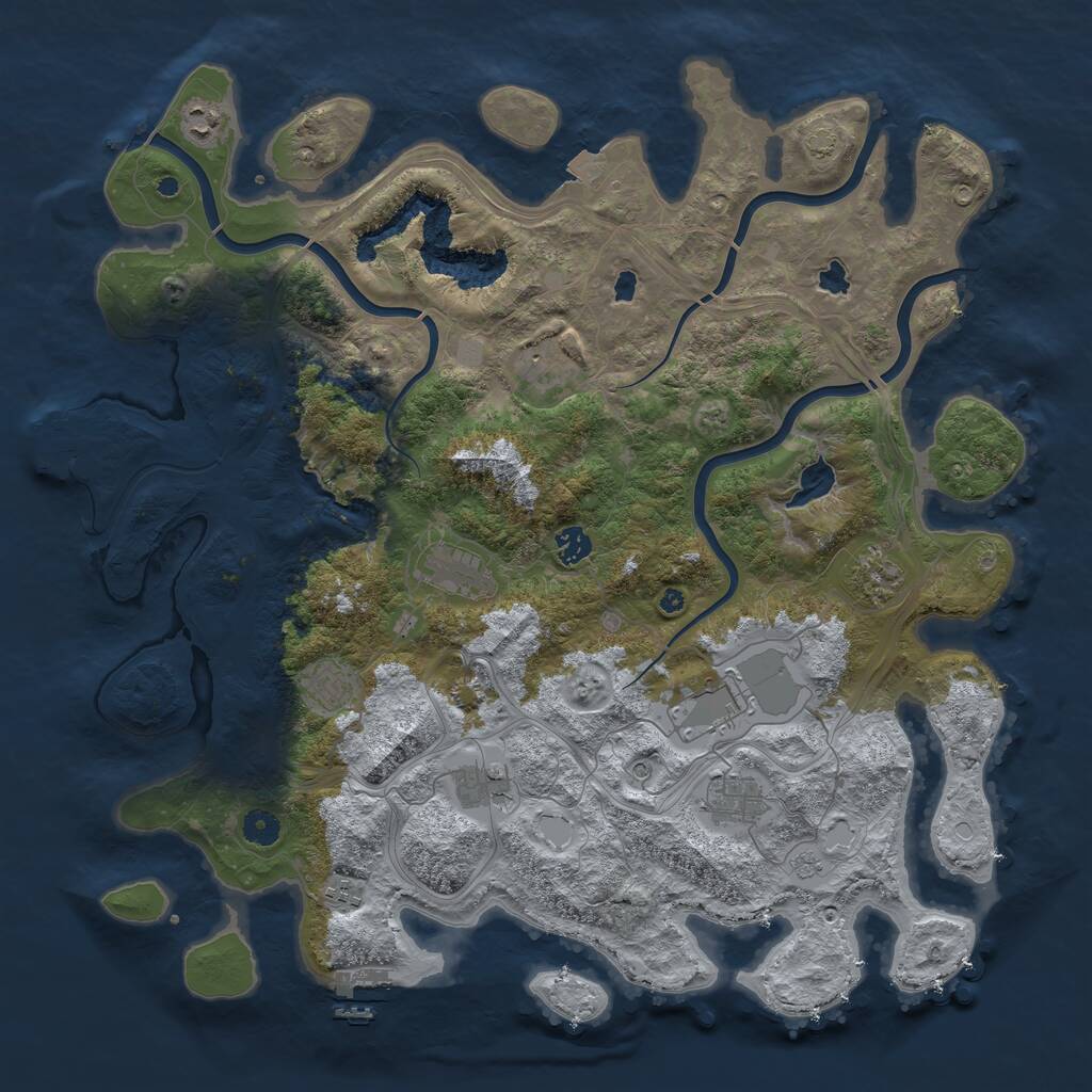 Rust Map: Procedural Map, Size: 4500, Seed: 1345722677, 16 Monuments