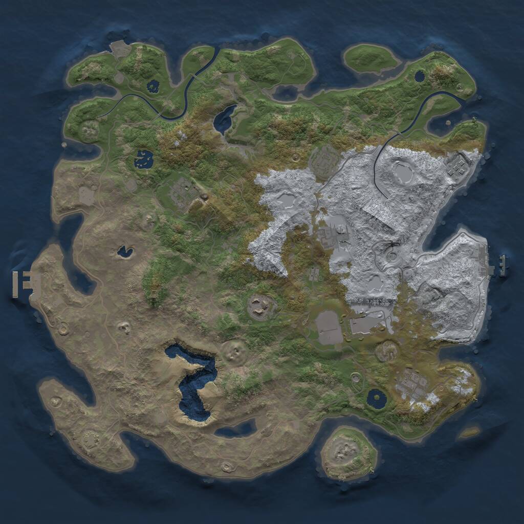 Rust Map: Procedural Map, Size: 4000, Seed: 517459578, 13 Monuments