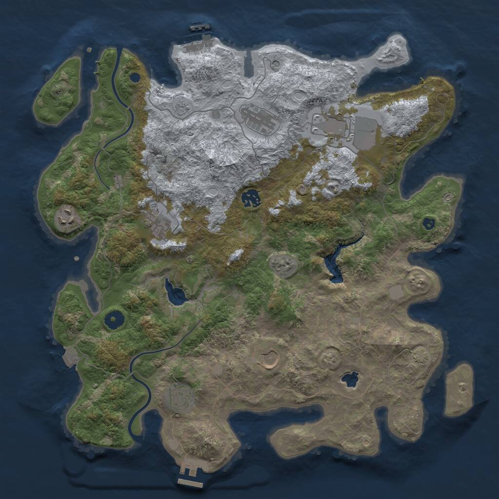 Rust Map: Procedural Map, Size: 4000, Seed: 83877305, 13 Monuments