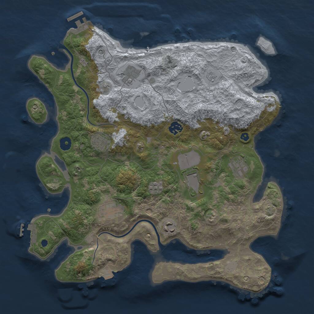 Rust Map: Procedural Map, Size: 3700, Seed: 49989, 14 Monuments