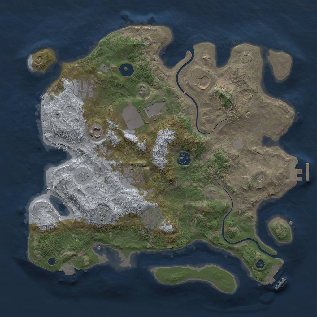 Rust Map: Procedural Map, Size: 3500, Seed: 20245, 14 Monuments