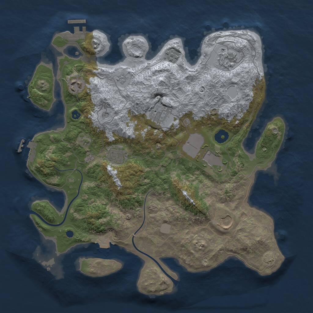 Rust Map: Procedural Map, Size: 3500, Seed: 1432272684, 13 Monuments