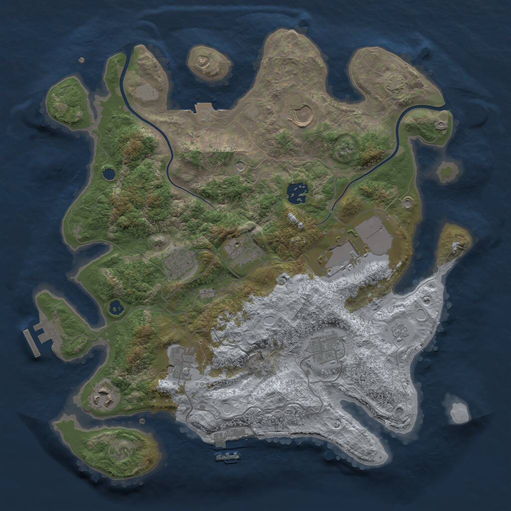 Rust Map: Procedural Map, Size: 3500, Seed: 39657234, 14 Monuments