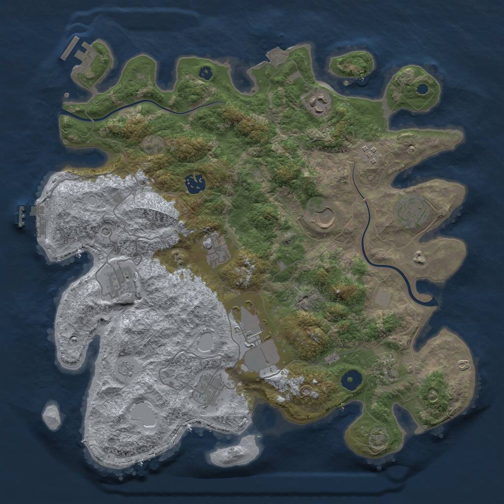 Rust Map: Procedural Map, Size: 3750, Seed: 62520966, 16 Monuments