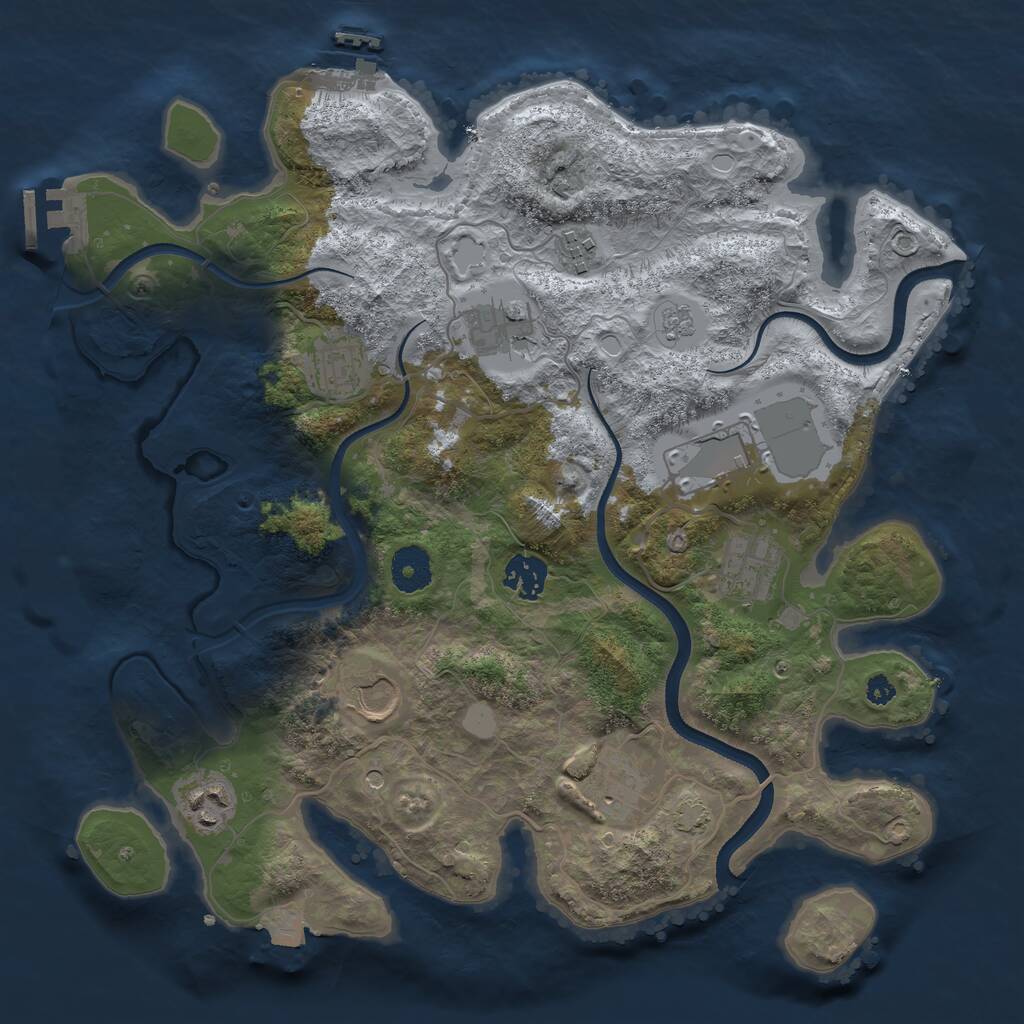 Rust Map: Procedural Map, Size: 3500, Seed: 187654321, 15 Monuments