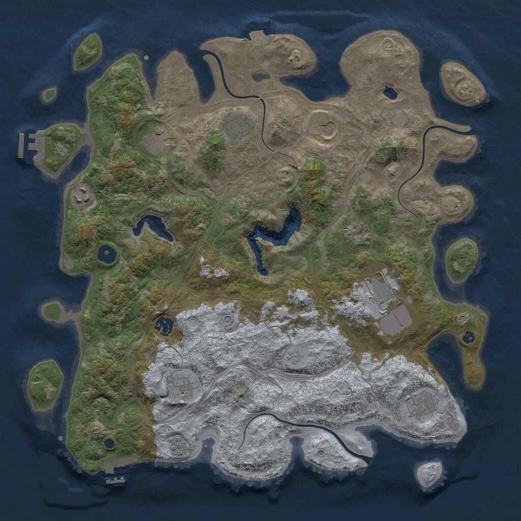 Rust Map: Procedural Map, Size: 4250, Seed: 23041, 16 Monuments