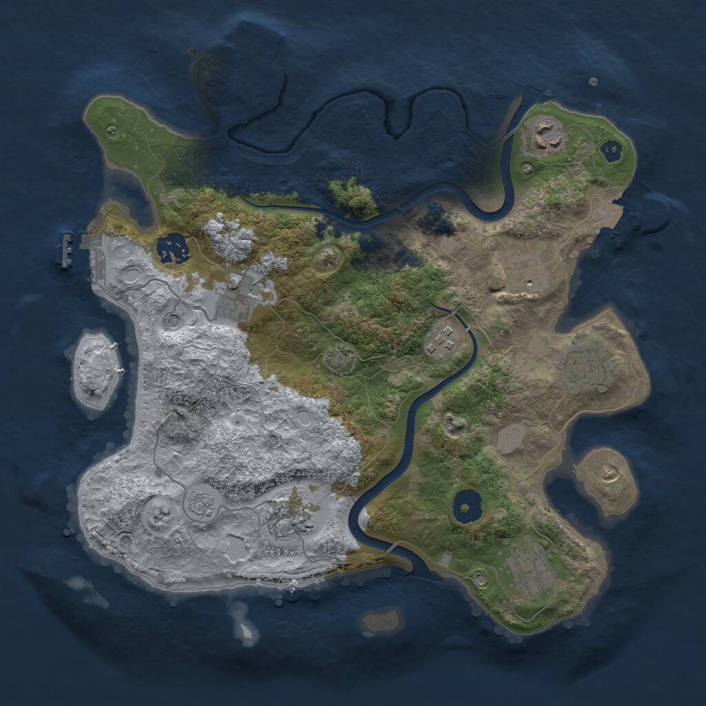 Rust Map: Procedural Map, Size: 3300, Seed: 808841194, 14 Monuments