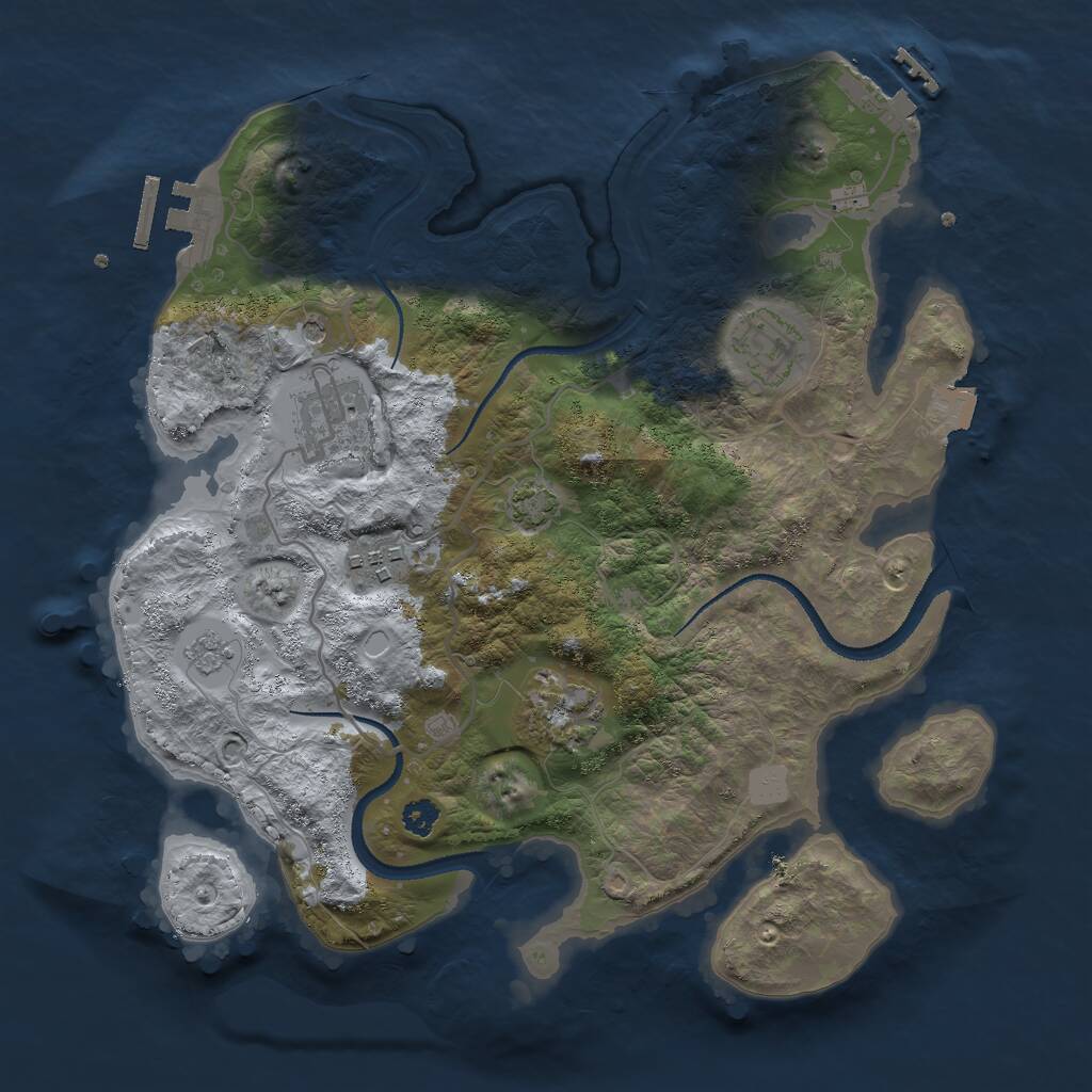Rust Map: Procedural Map, Size: 3000, Seed: 9465, 10 Monuments