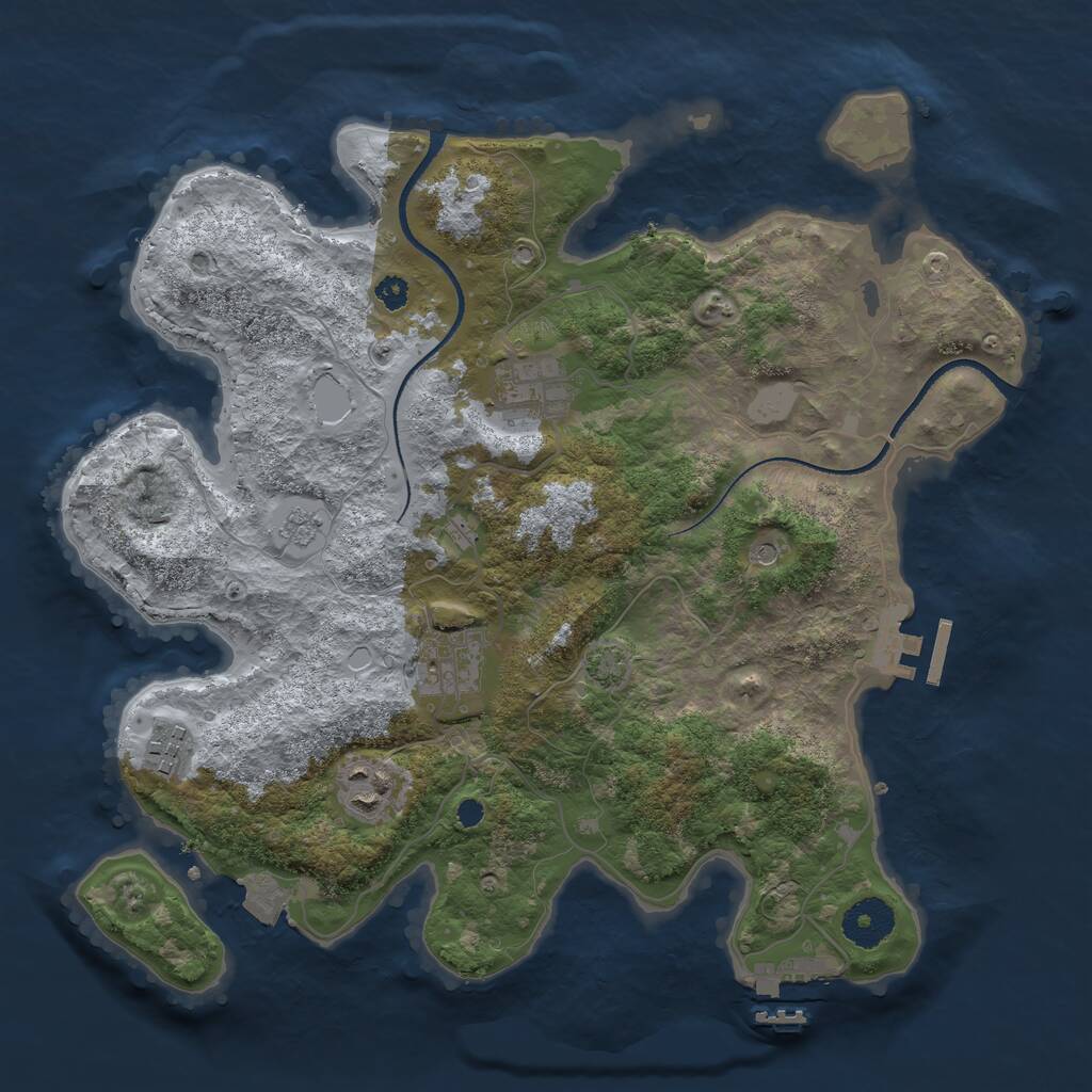Rust Map: Procedural Map, Size: 3300, Seed: 1888081693, 10 Monuments