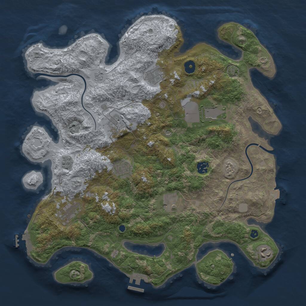 Rust Map: Procedural Map, Size: 3800, Seed: 967845, 15 Monuments