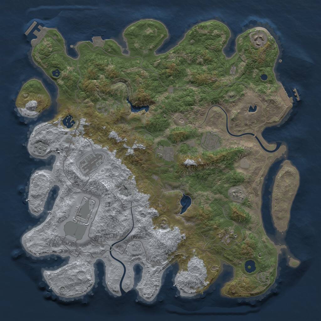 Rust Map: Procedural Map, Size: 4000, Seed: 2345743, 14 Monuments
