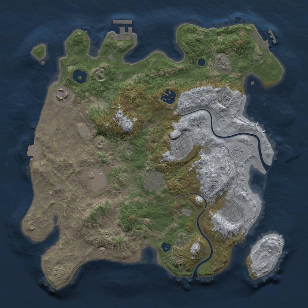 Rust Map: Procedural Map, Size: 3300, Seed: 2014979670, 13 Monuments