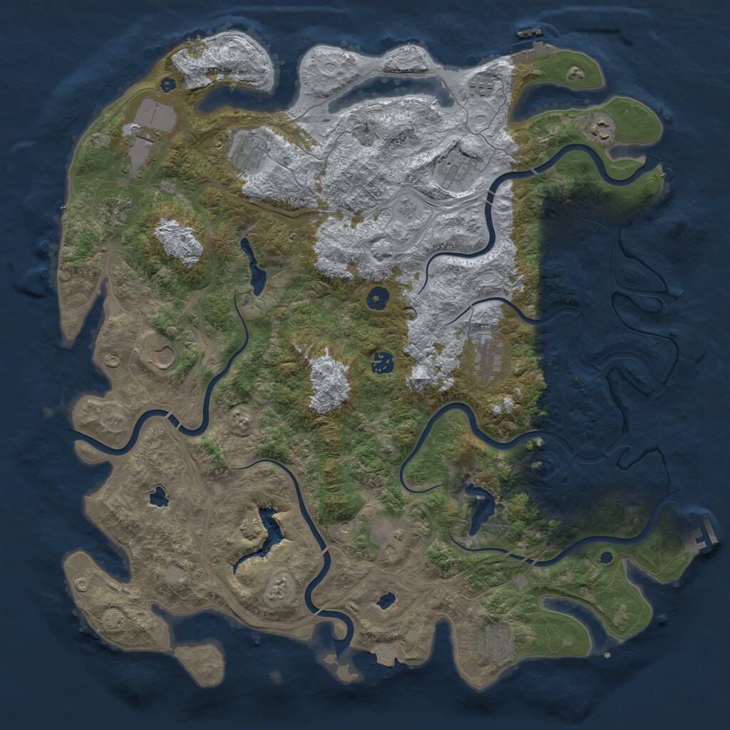 Rust Map: Procedural Map, Size: 4800, Seed: 1072080776, 17 Monuments