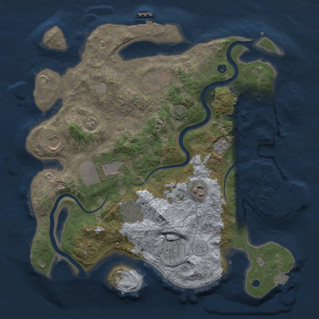 Rust Map: Procedural Map, Size: 3500, Seed: 1001019923, 13 Monuments
