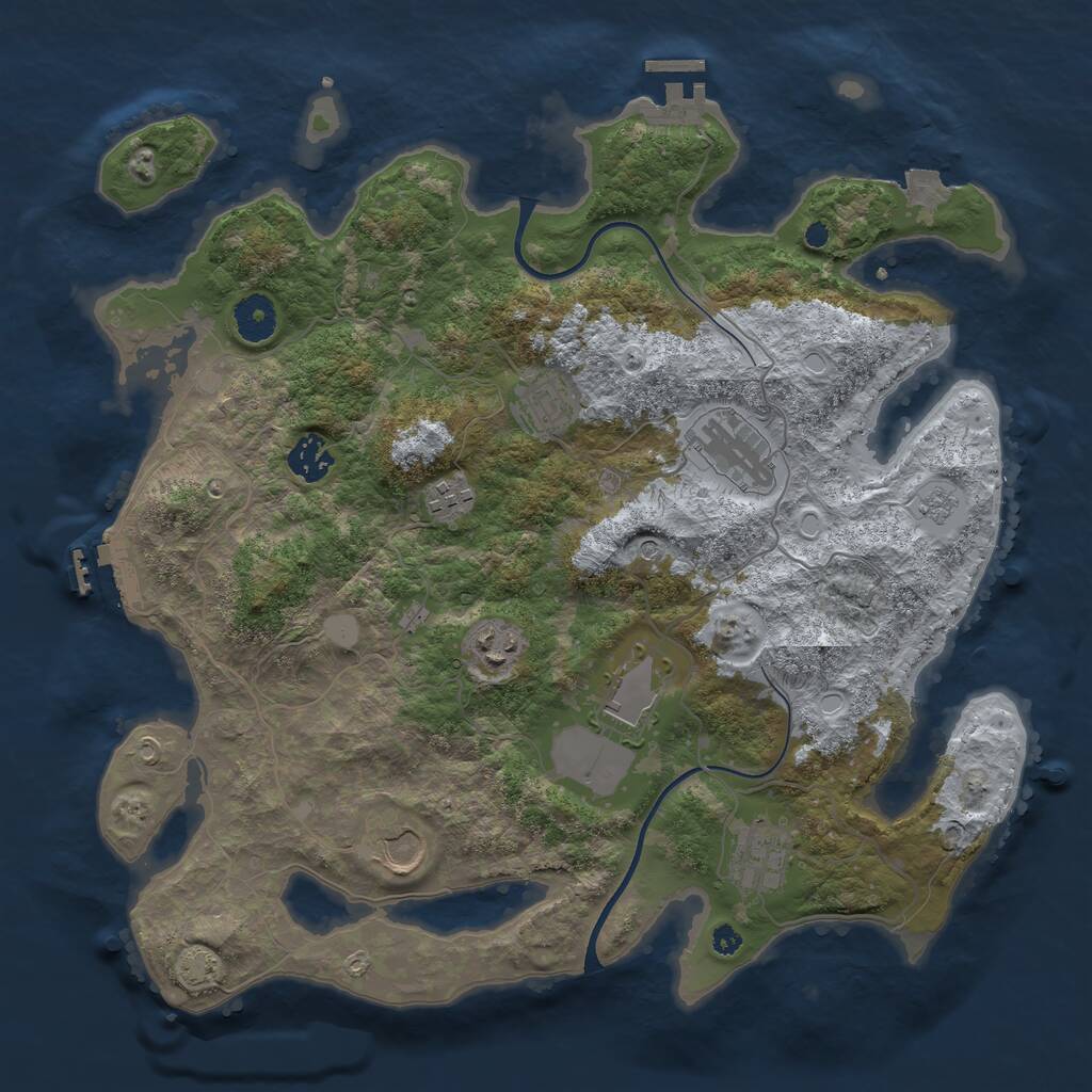 Rust Map: Procedural Map, Size: 3700, Seed: 1015813789, 14 Monuments