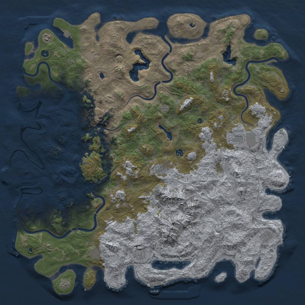 Rust Map: Procedural Map, Size: 6000, Seed: 9263, 17 Monuments