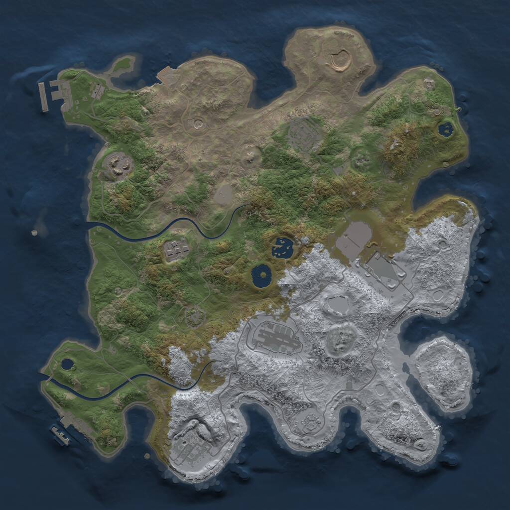 Rust Map: Procedural Map, Size: 3500, Seed: 19763531, 14 Monuments